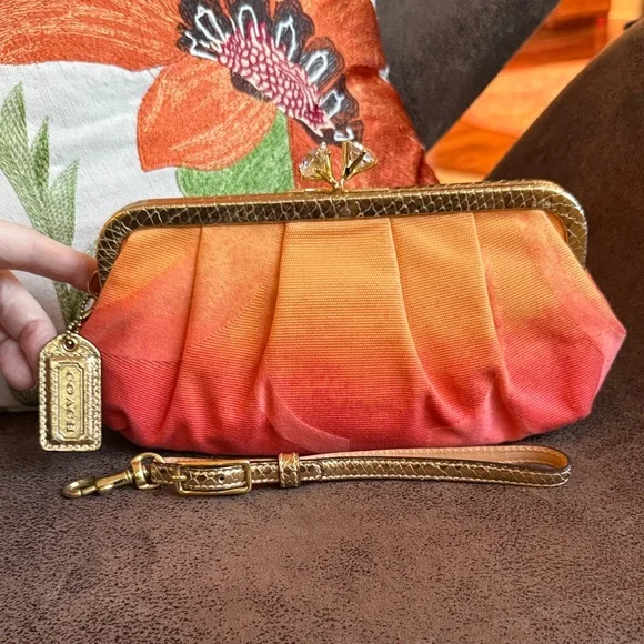 VINTAGE COACH KISSLOCK BAG 7553 GOLDEN PYTHON OPTIC SIGNATURE CANVAS LTD ED NWOT - Picture 3 of 15